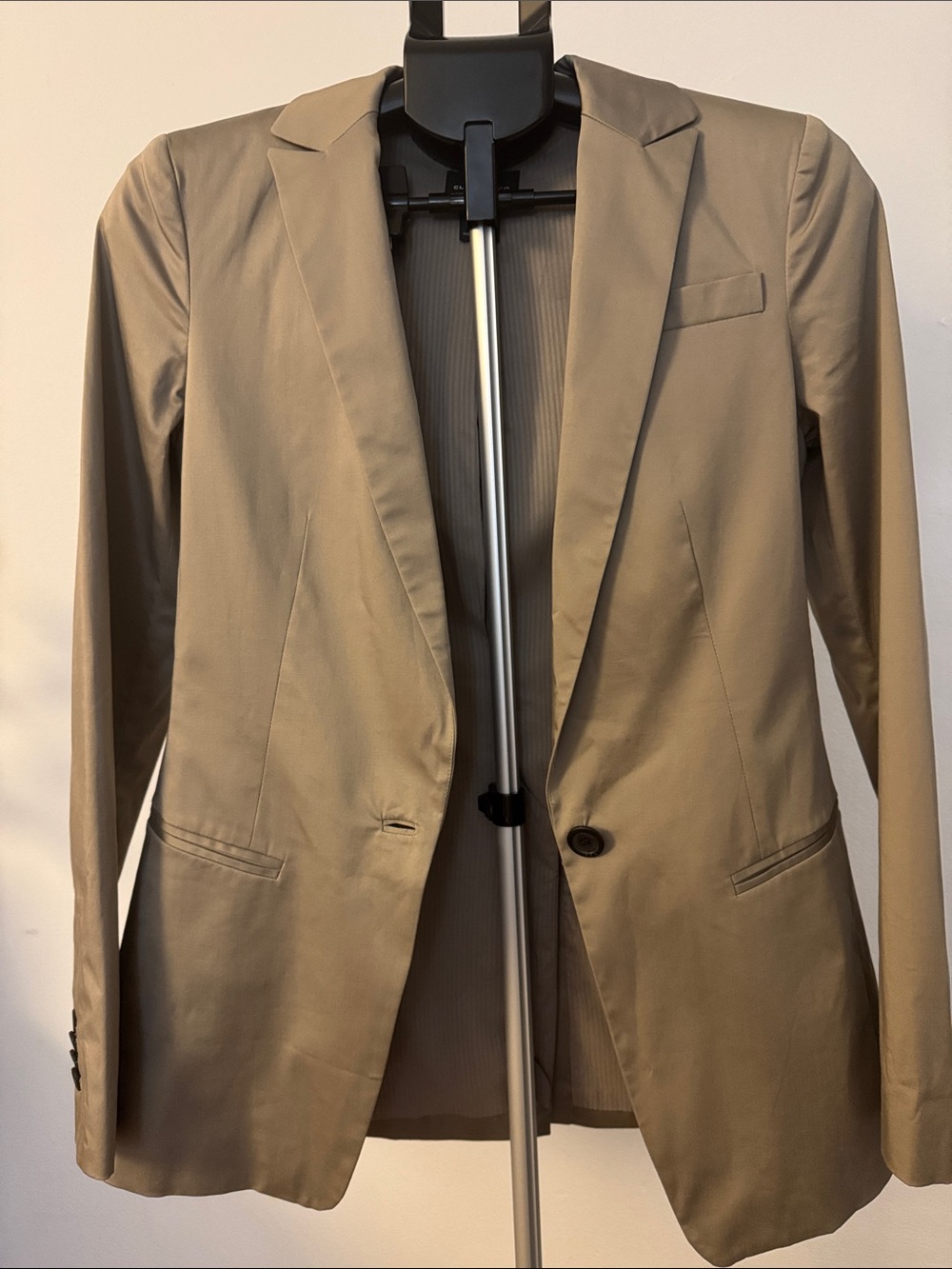 Club Monaco Taupe Cotton Structured Tailored Blazer Jacket Size 2 Minimalist - Picture 6 of 8